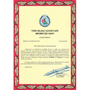 MEHMETÇİK VAKFI'NDAN KAVİ GIDA AİLESİNE TEŞEKKÜR PLAKETİ